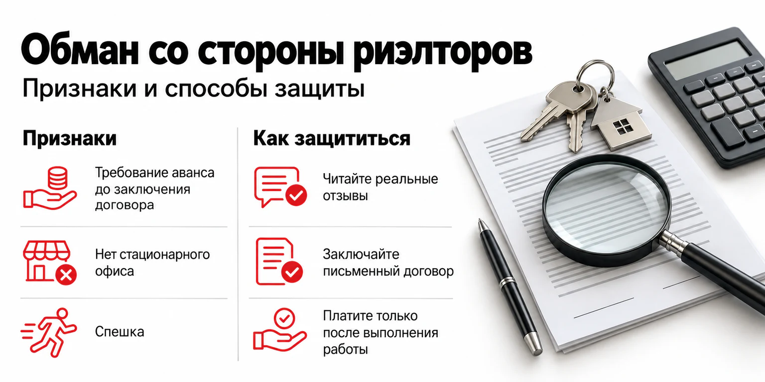 Инфографика: признаки обмана со стороны риэлторов
