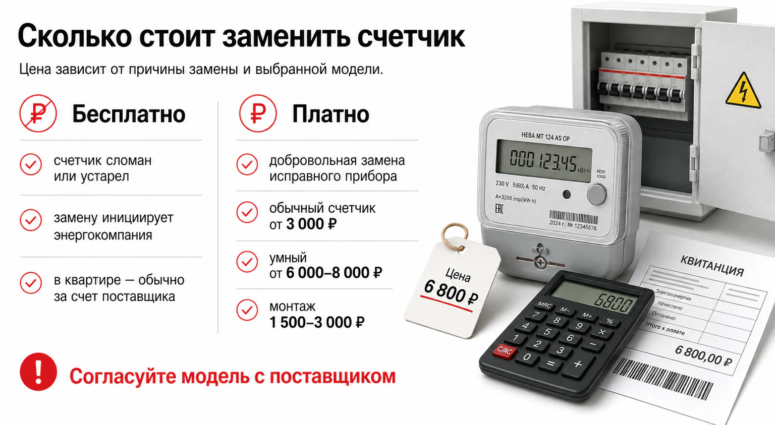 Инфографика: стоимость замены электросчетчика