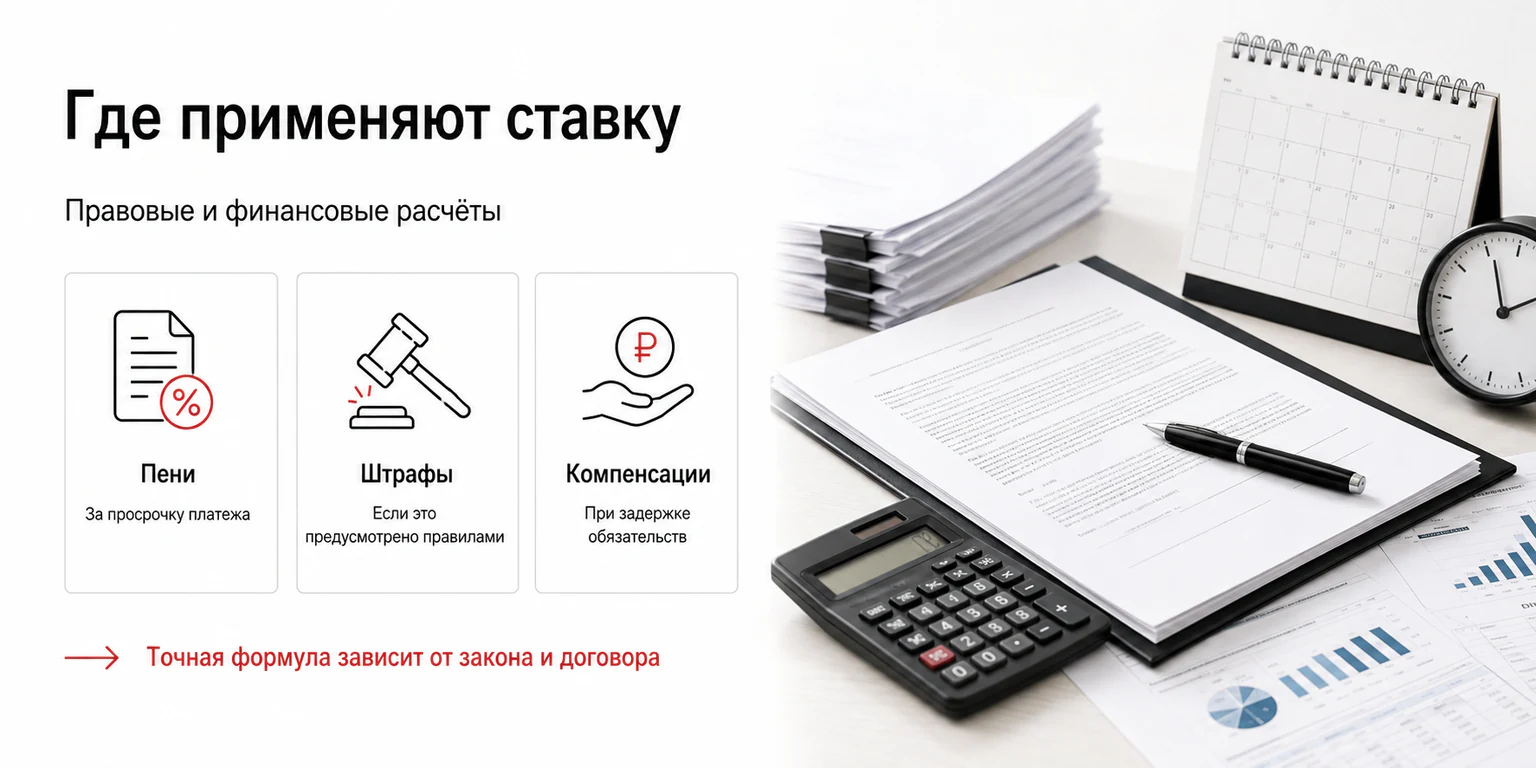 Инфографика: применение ставки рефинансирования в правовых расчётах