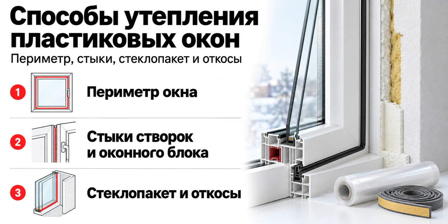 Инфографика: способы утепления пластикового окна