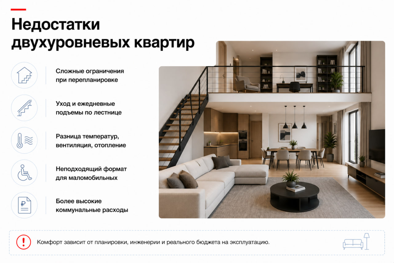Недостатки двухуровневых квартир