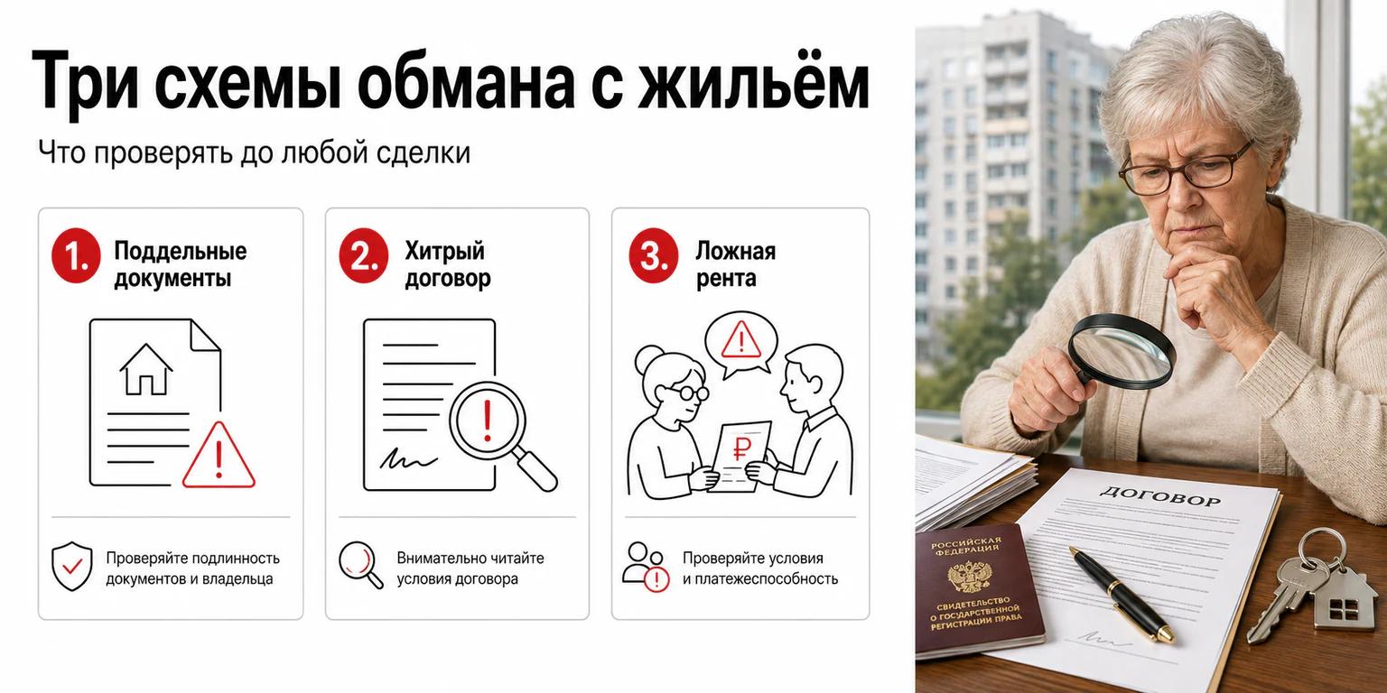 Инфографика: три схемы мошенничества с жильём Инфографика: три схемы мошенничества с жильём