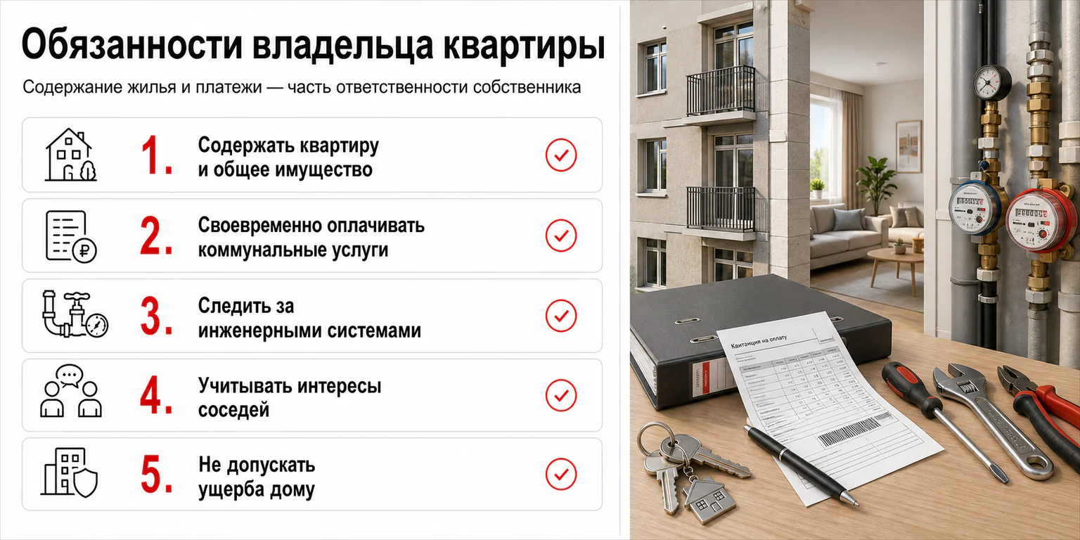 Инфографика: обязанности владельца квартиры