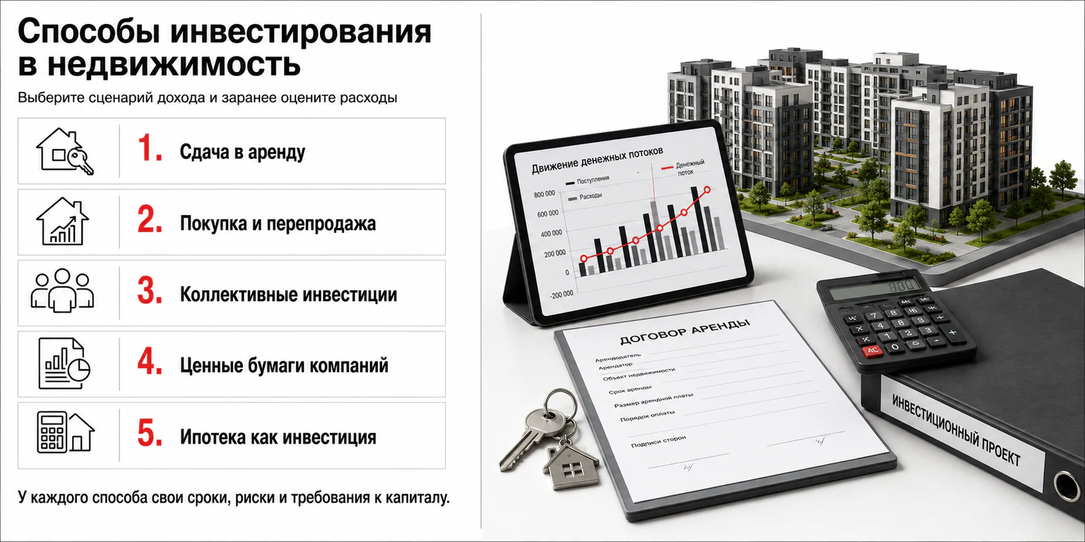 Инфографика: способы инвестирования в недвижимость