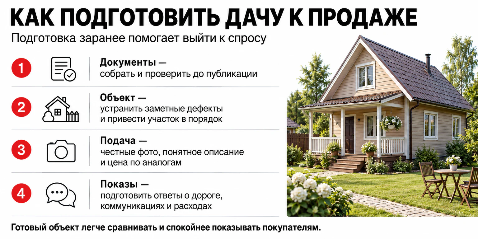 Подготовка дачи к продаже: документы, объект, цена и показы