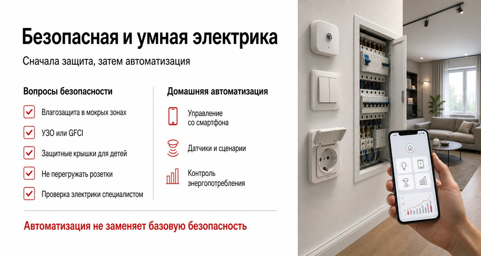 Инфографика: безопасная электрика и домашняя автоматизация