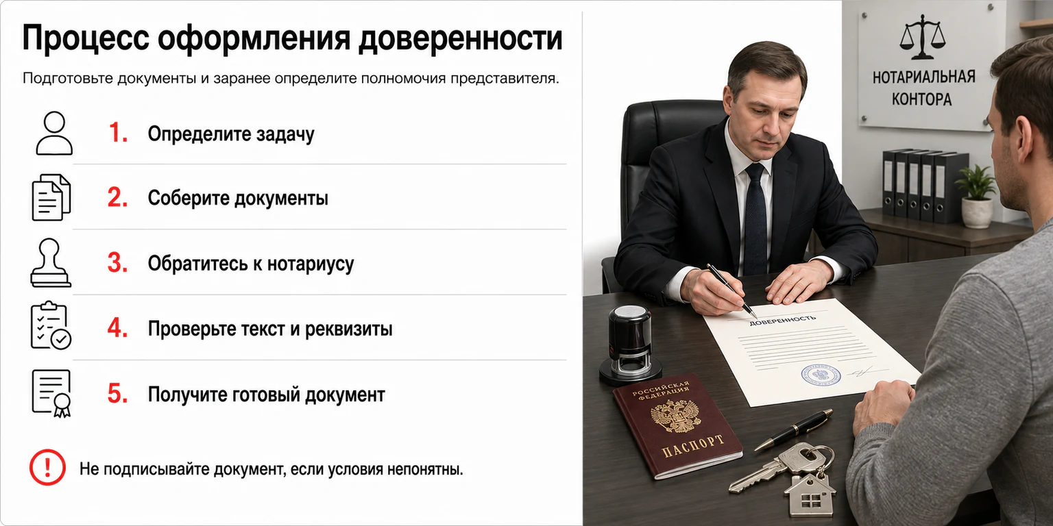 Инфографика: процесс оформления доверенности