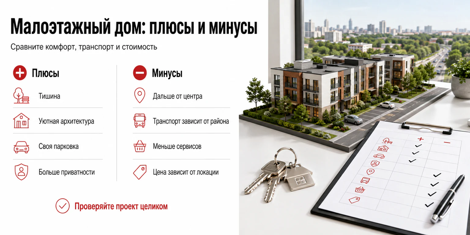 Инфографика: плюсы и минусы малоэтажных домов