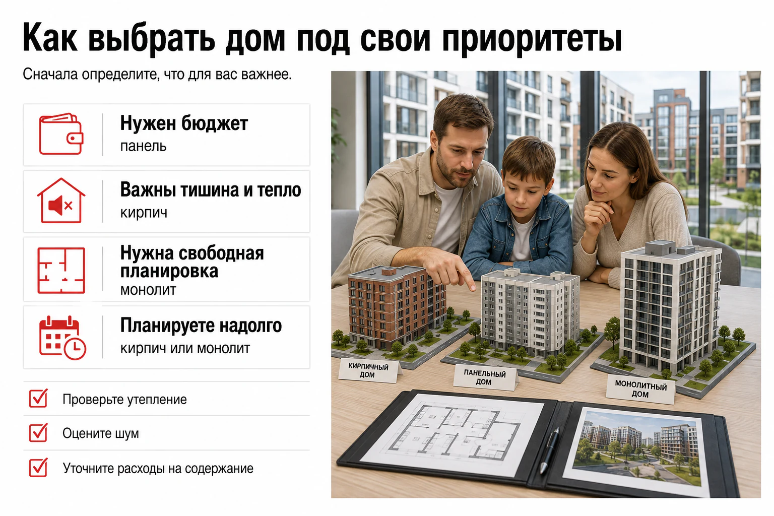 Инфографика: как выбрать тип дома под свои приоритеты