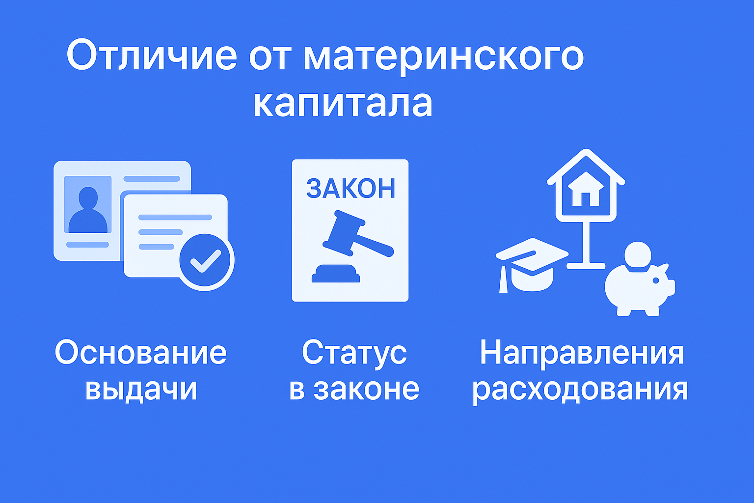 Отличие от материнского капитала с отцовским.