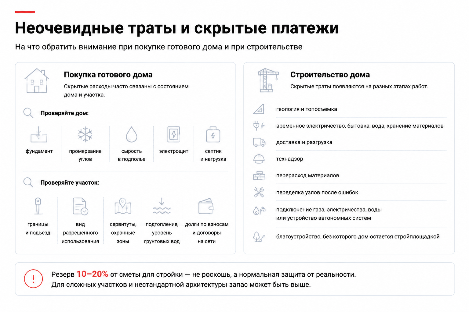 Неочевидные траты и скрытые платежи по покупке квартиры или строительству дома