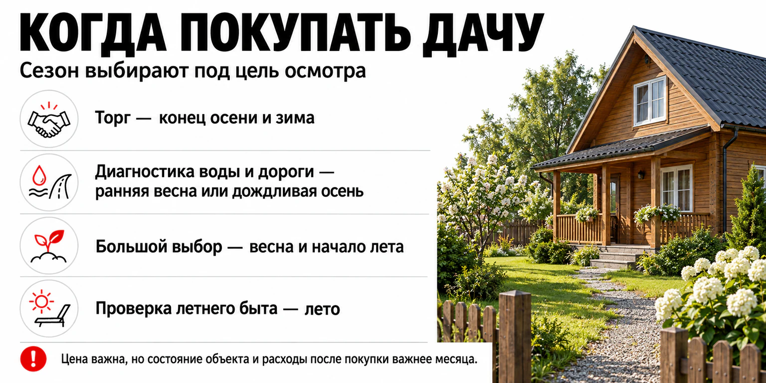 Когда покупать дачу: сезонность и цель покупки