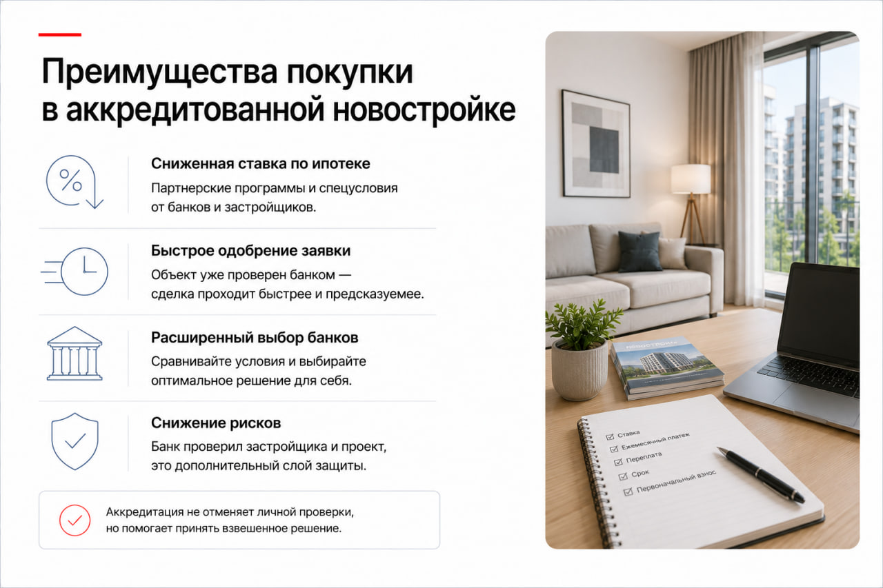 Преимущества в аккредитованной новостройке