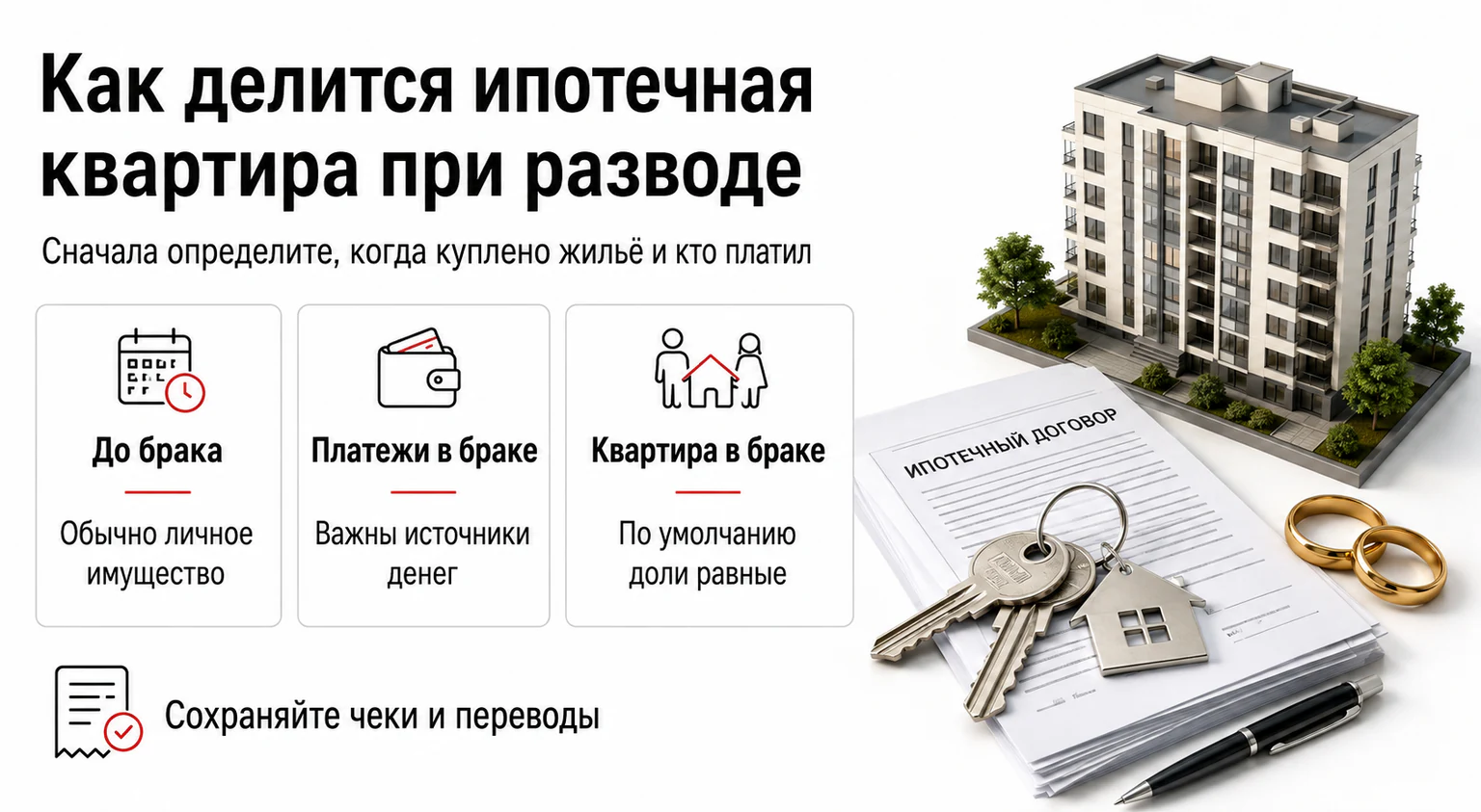 Инфографика: как делится ипотечная квартира при разводе