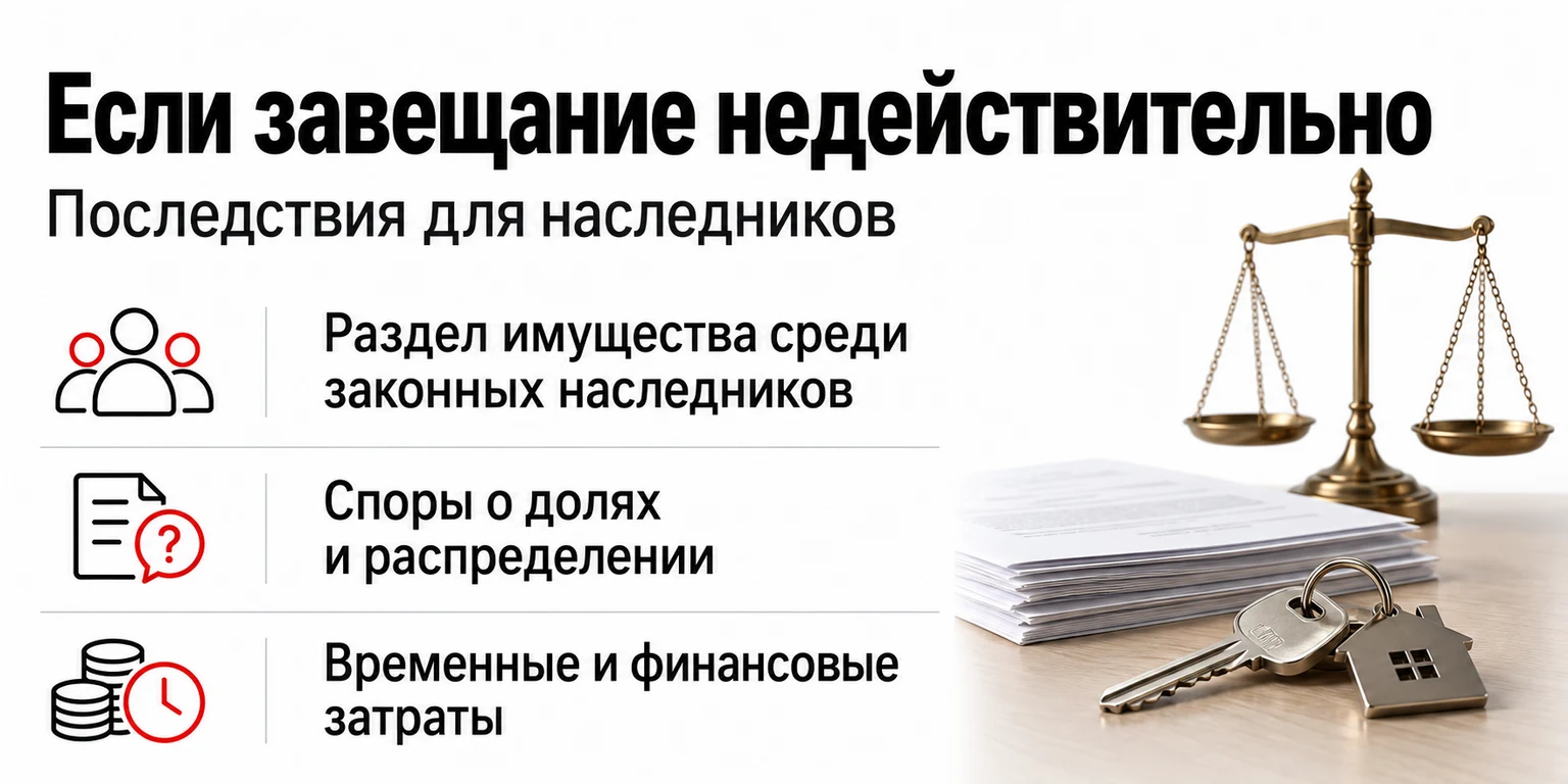 Инфографика: последствия признания завещания недействительным