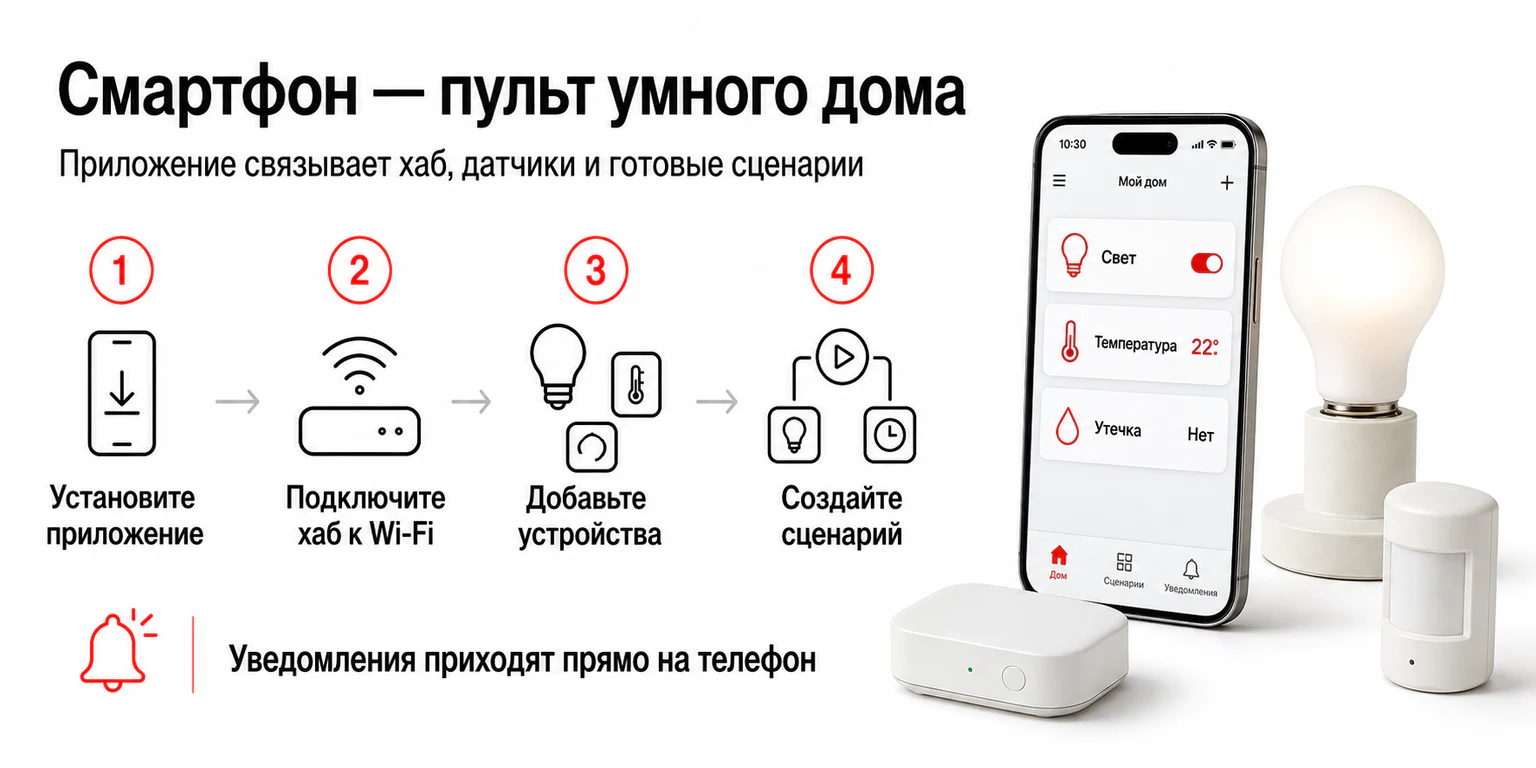 Инфографика: управление умным домом через смартфон