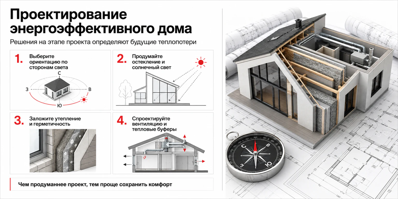 Инфографика: проектирование энергоэффективного дома