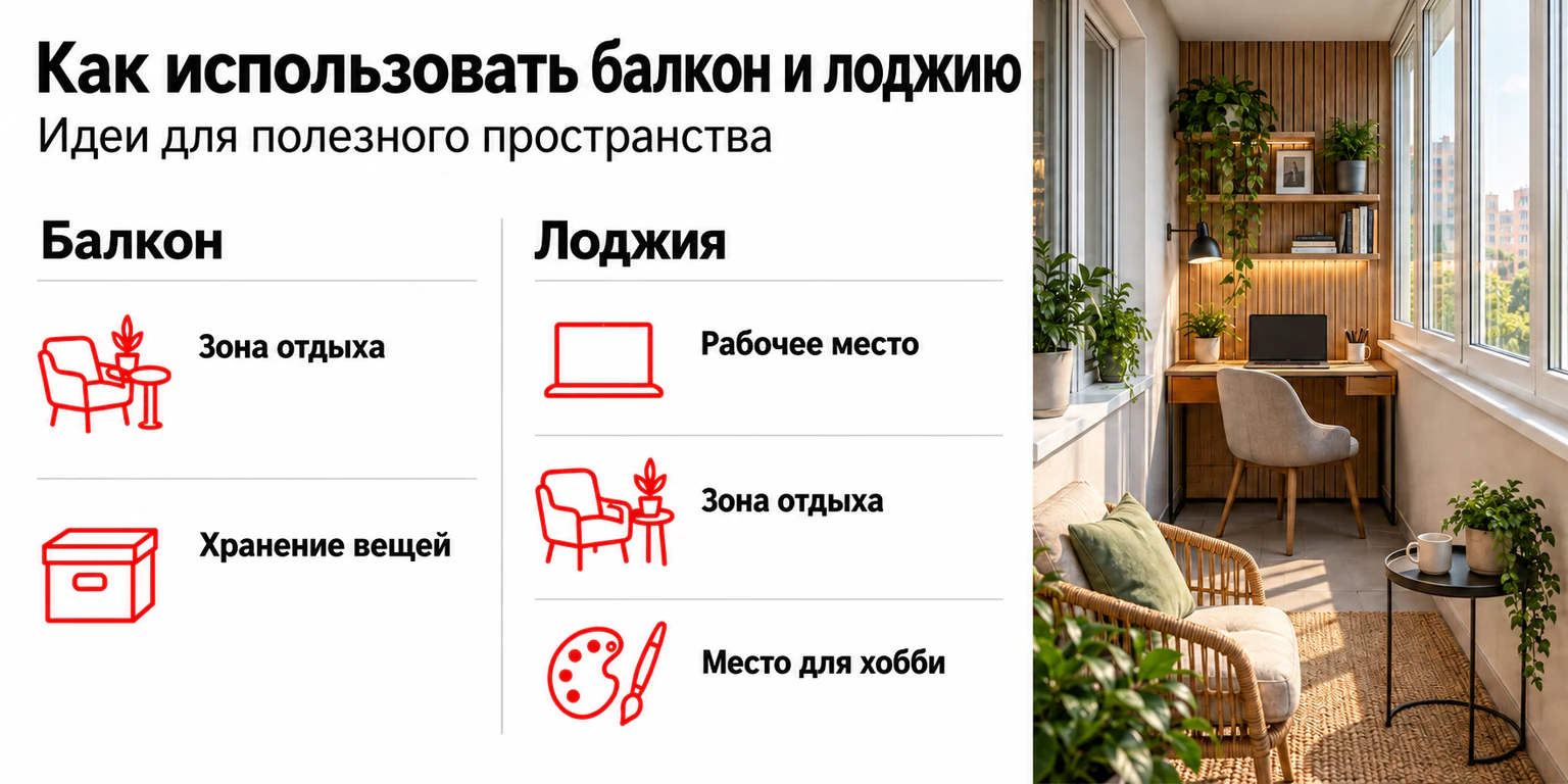 Инфографика: идеи использования балкона и лоджии