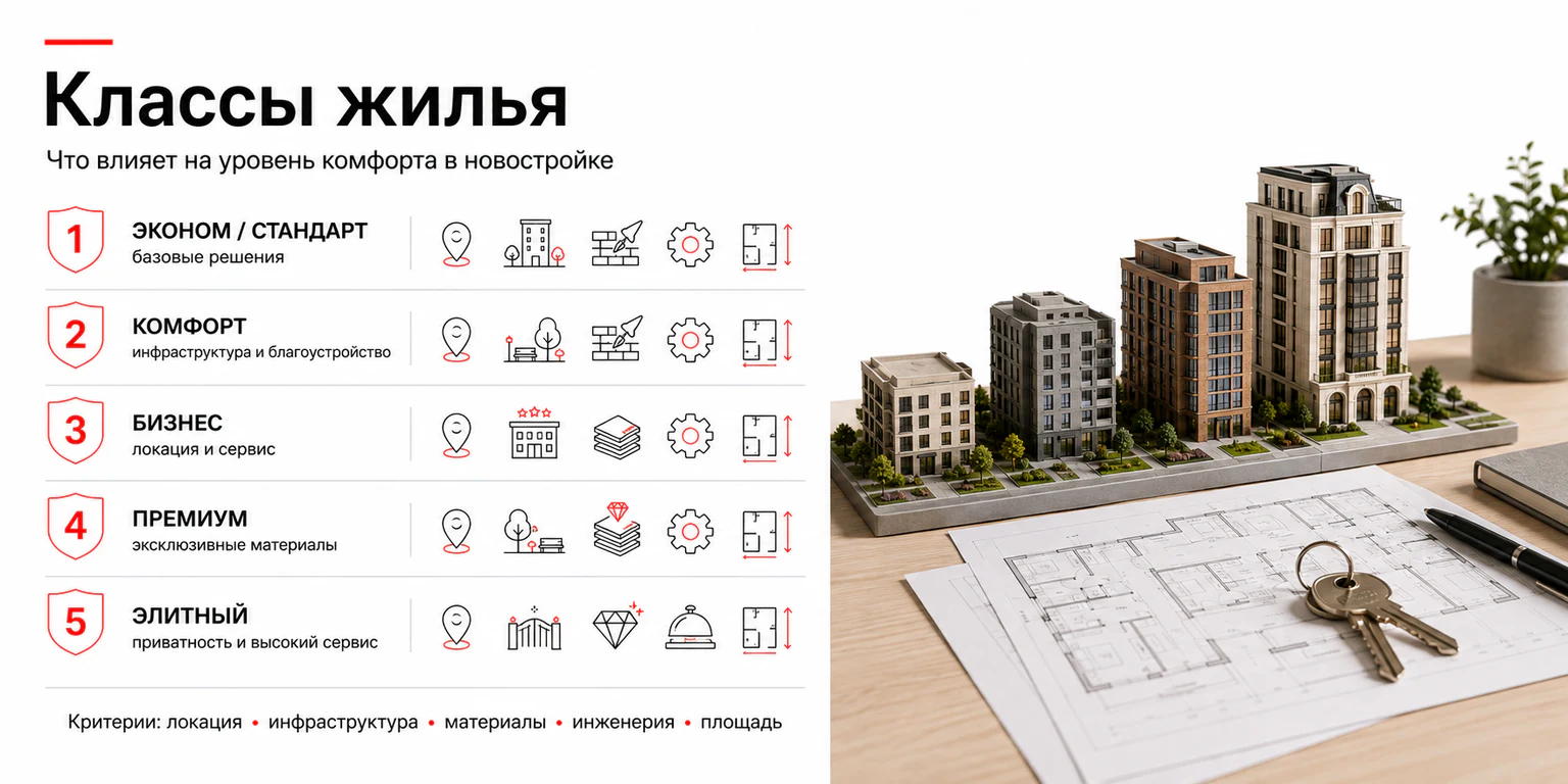 Классы жилья: сравнение уровней комфорта в новостройках