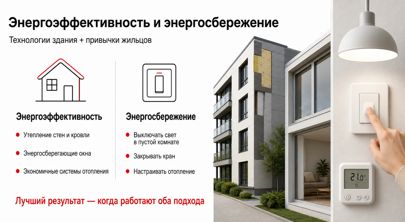 Инфографика: отличие энергоэффективности от энергосбережения