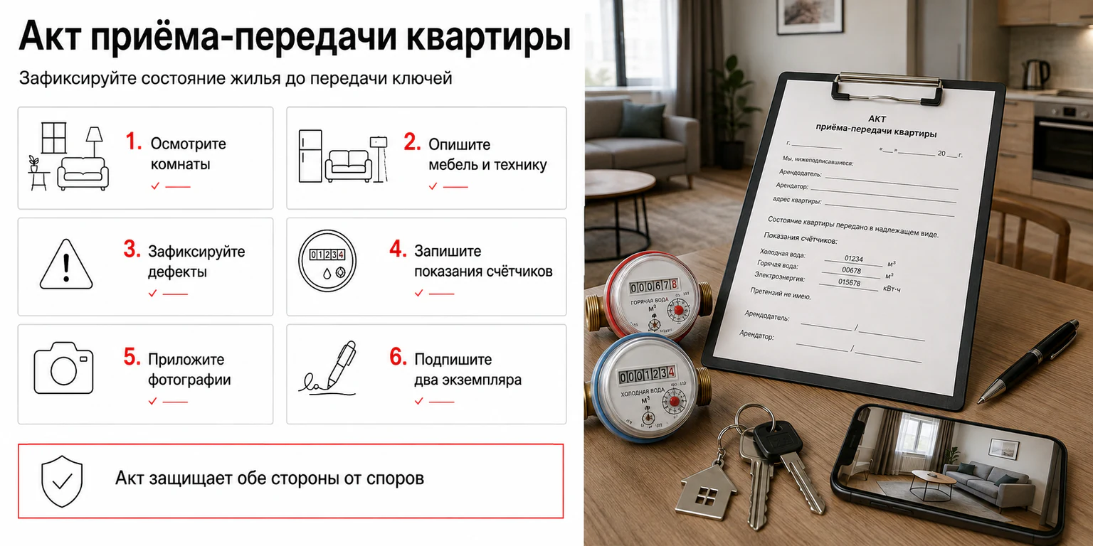 Инфографика: как оформить акт приёма-передачи квартиры
