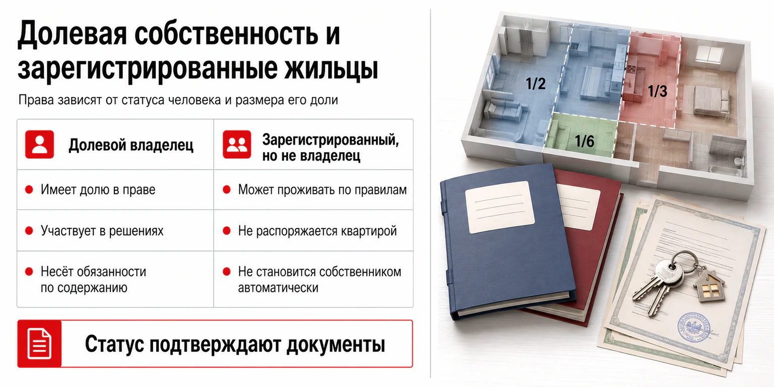 Инфографика: долевая собственность и зарегистрированные жильцы