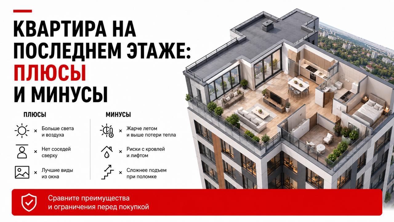 Квартира на последнем этаже: плюсы и минусы