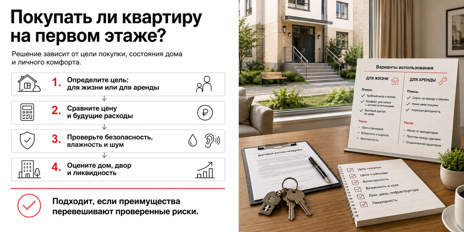 Инфографика: как решить, покупать ли квартиру на первом этаже