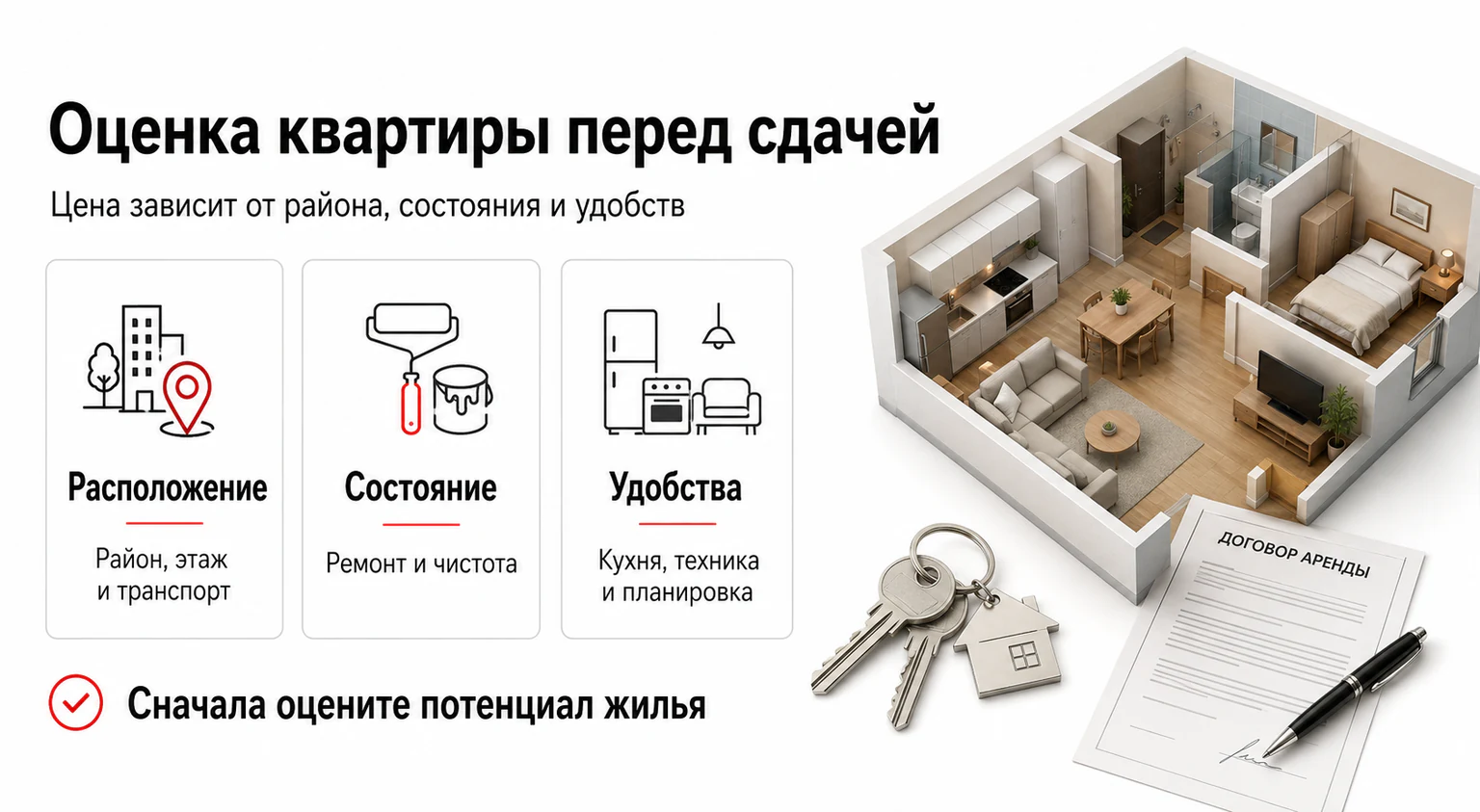 Инфографика: оценка квартиры перед сдачей в аренду