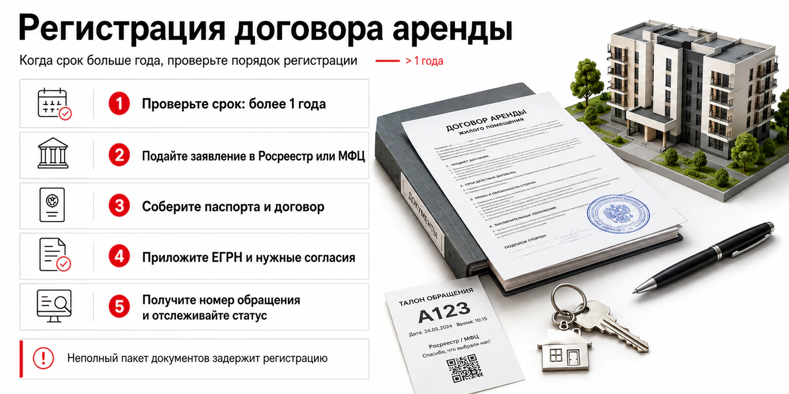 Инфографика: порядок регистрации договора аренды