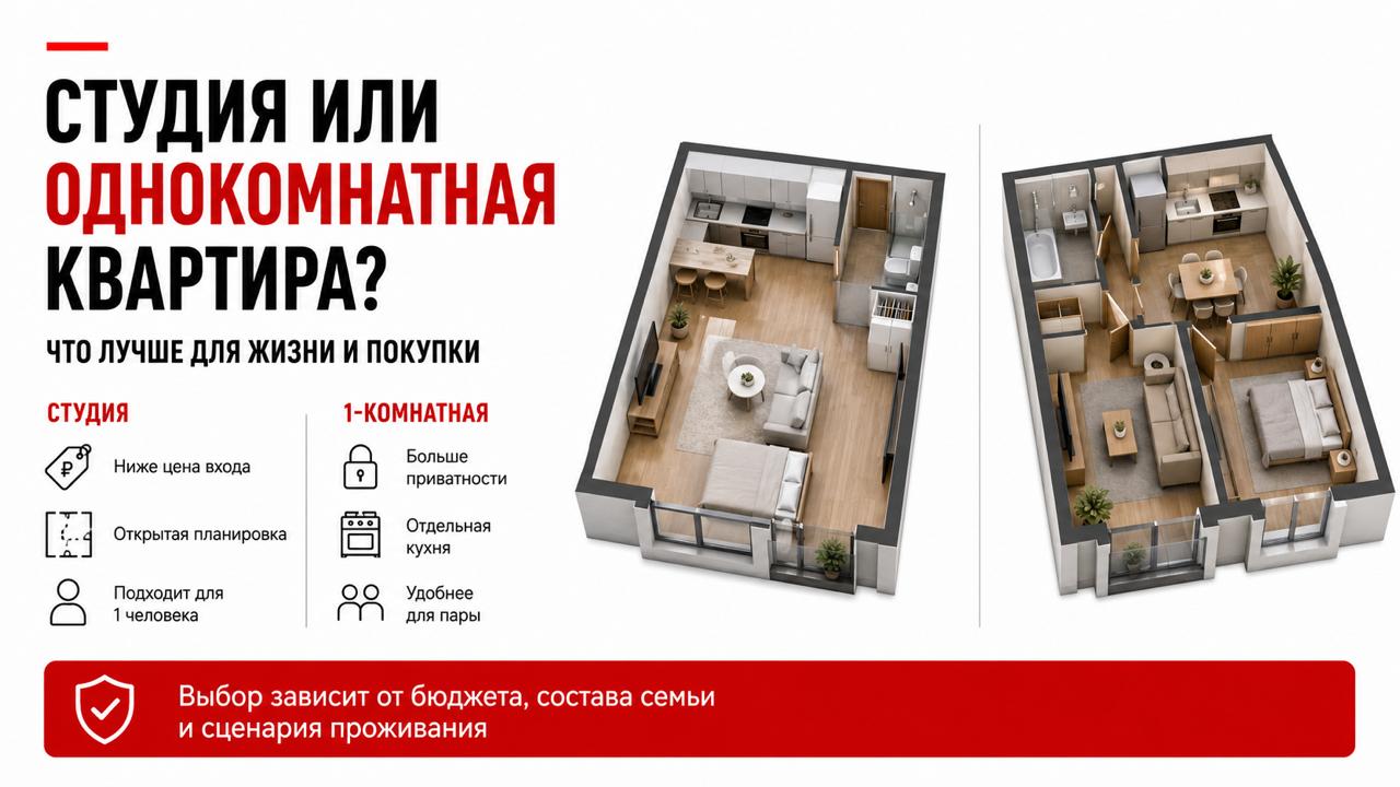 Студия или однокомнатная квартира: что лучше?
