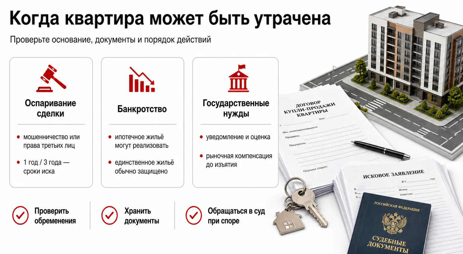 Инфографика: ситуации, когда квартира может быть утрачена