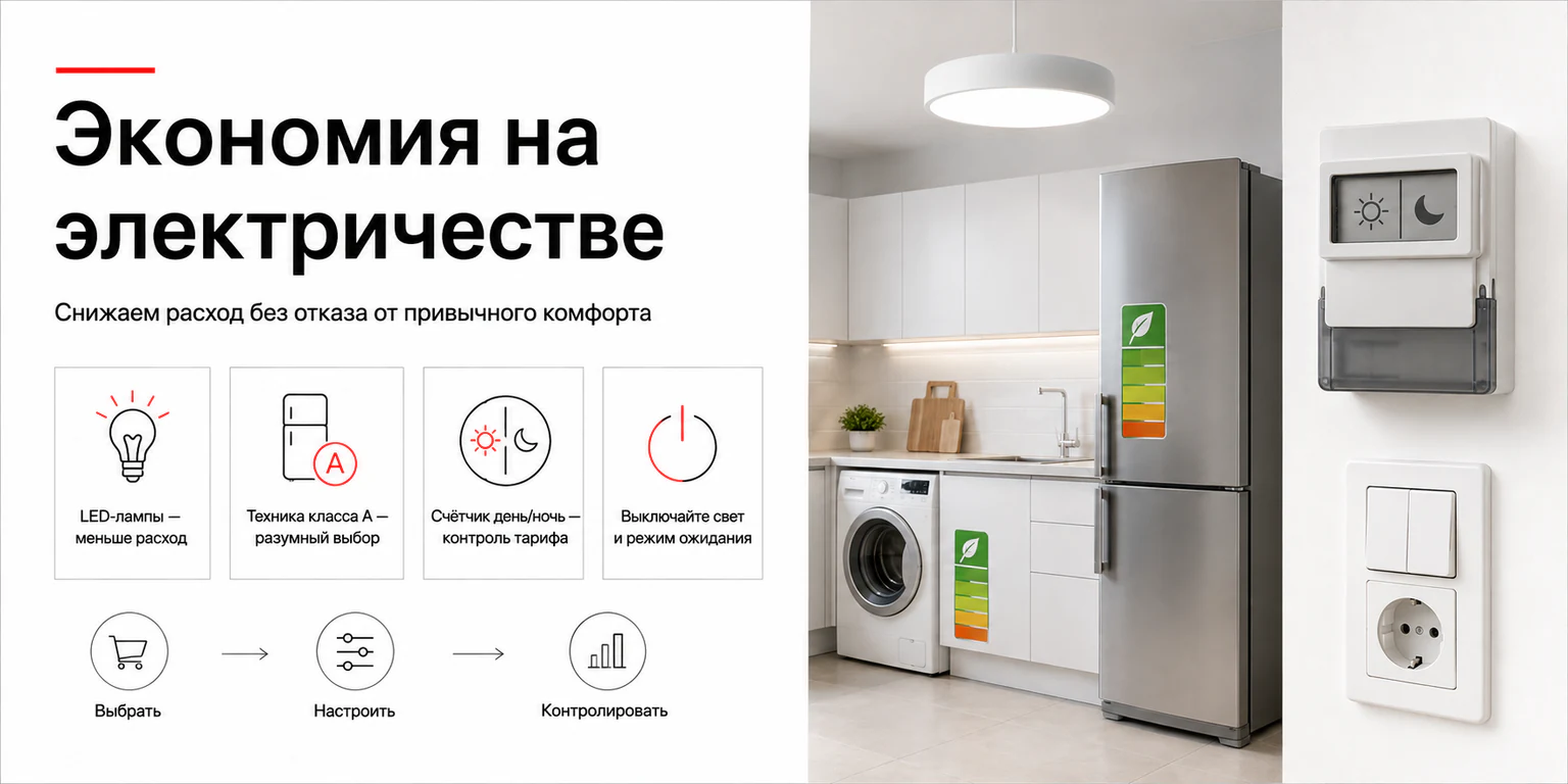 Инфографика: способы снизить расходы на электроэнергию дома