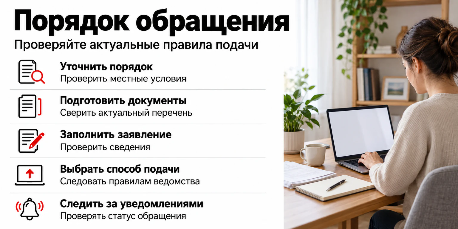 Общий порядок обращения за субсидией ЖКУ: уточнить актуальные правила, подготовить документы, заполнить заявление, выбрать способ подачи и следить за уведомлениями