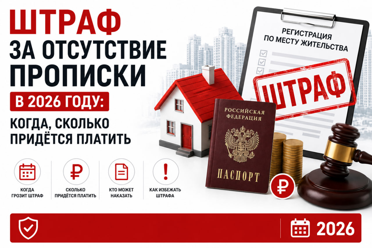 Штраф за отсутствие прописки в 2026 году