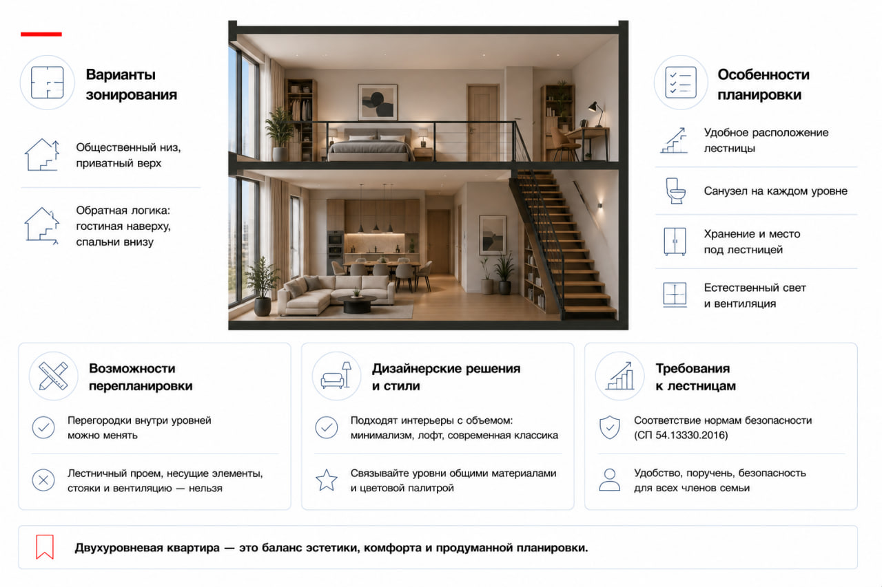Планировка и дизайн двухуровневой квартиры