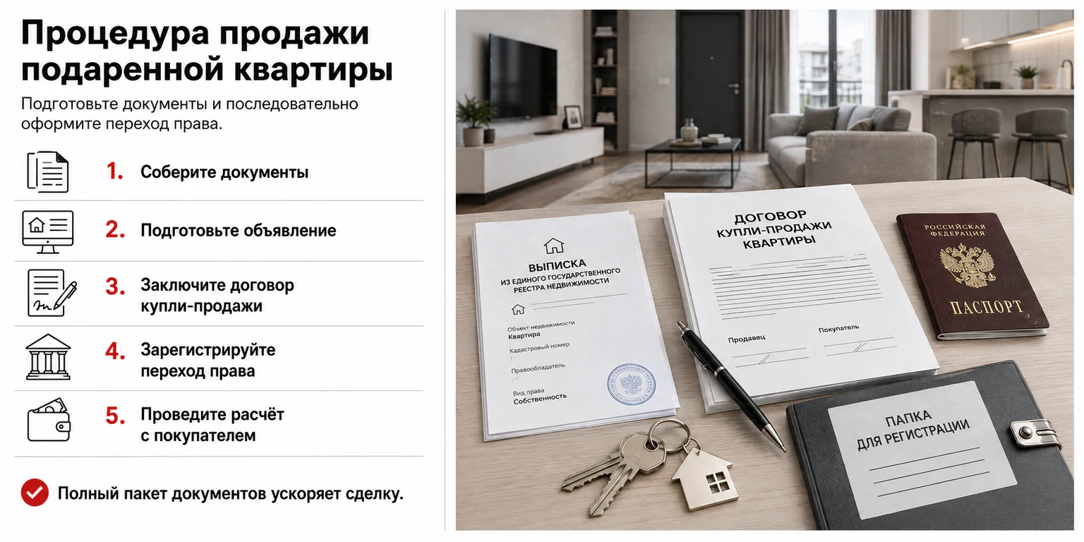 Инфографика: процедура продажи подаренной квартиры