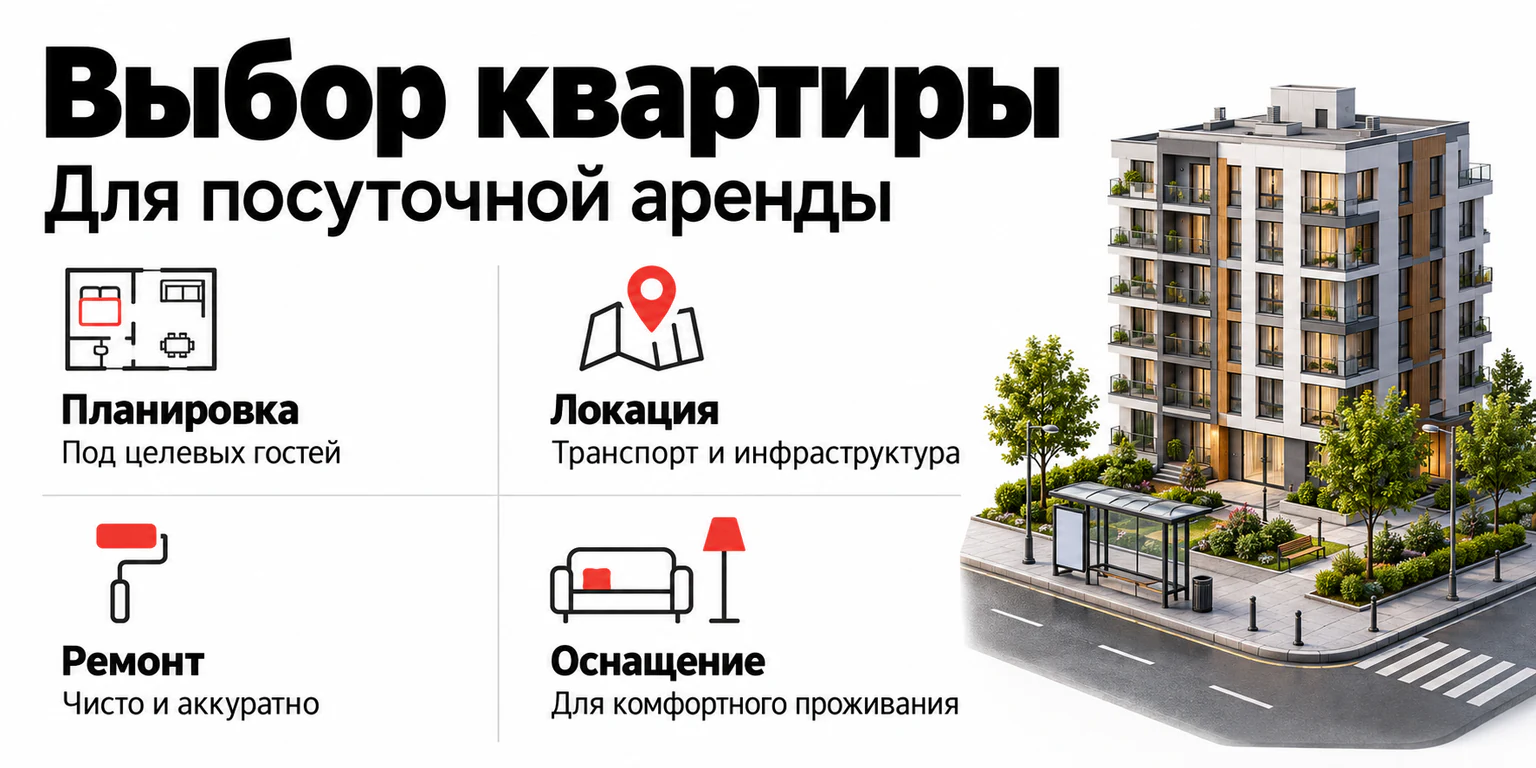 Выбор квартиры для посуточной аренды: планировка под гостей, транспорт и инфраструктура, аккуратный ремонт и комфортное оснащение