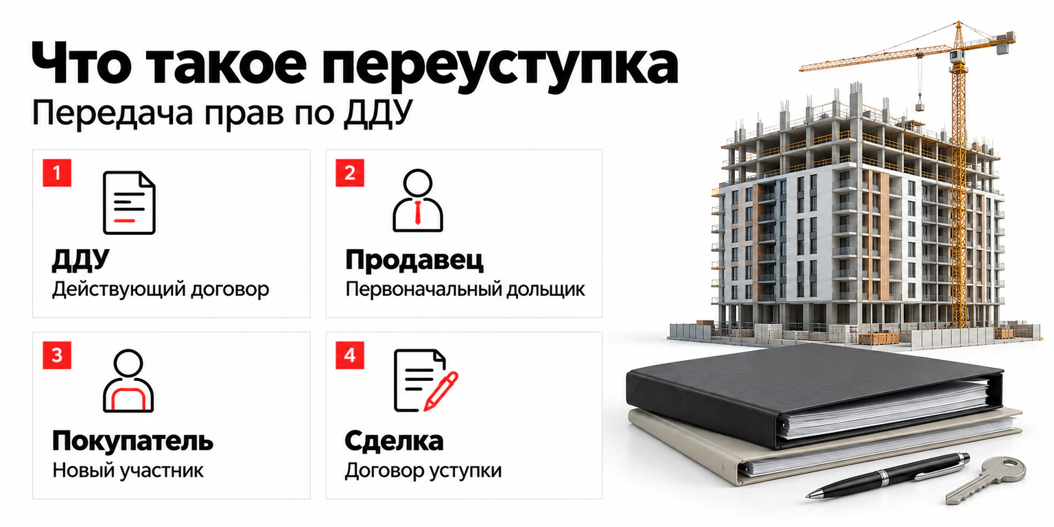 Переуступка квартиры в новостройке: действующий ДДУ, продавец-дольщик, новый участник и договор уступки