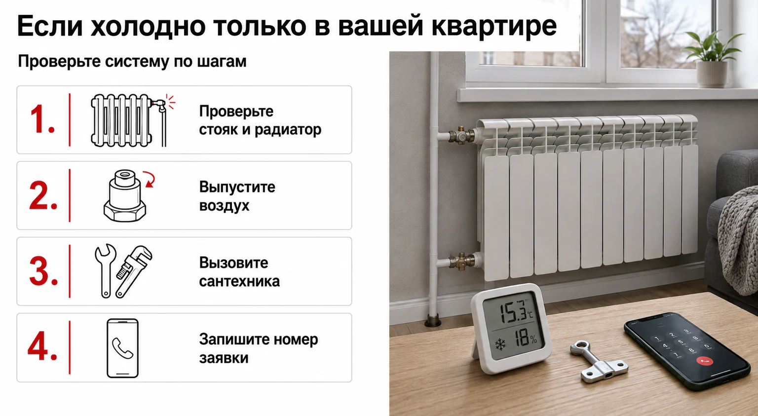 Что проверить, если холодно только в одной квартире Инфографика: что проверить, если холодно только в одной квартире