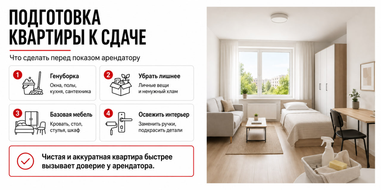 Подготовка квартиры Уборка и устранение ненужных предметов