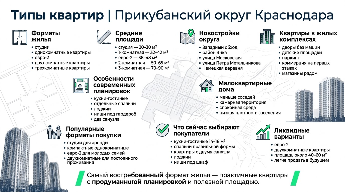 Типы квартир в Прикубанском округе Краснодара