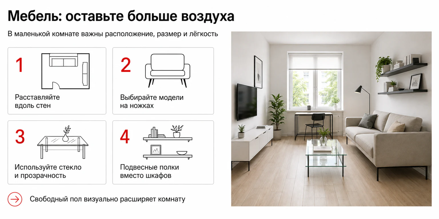 Инфографика: мебель для маленькой квартиры