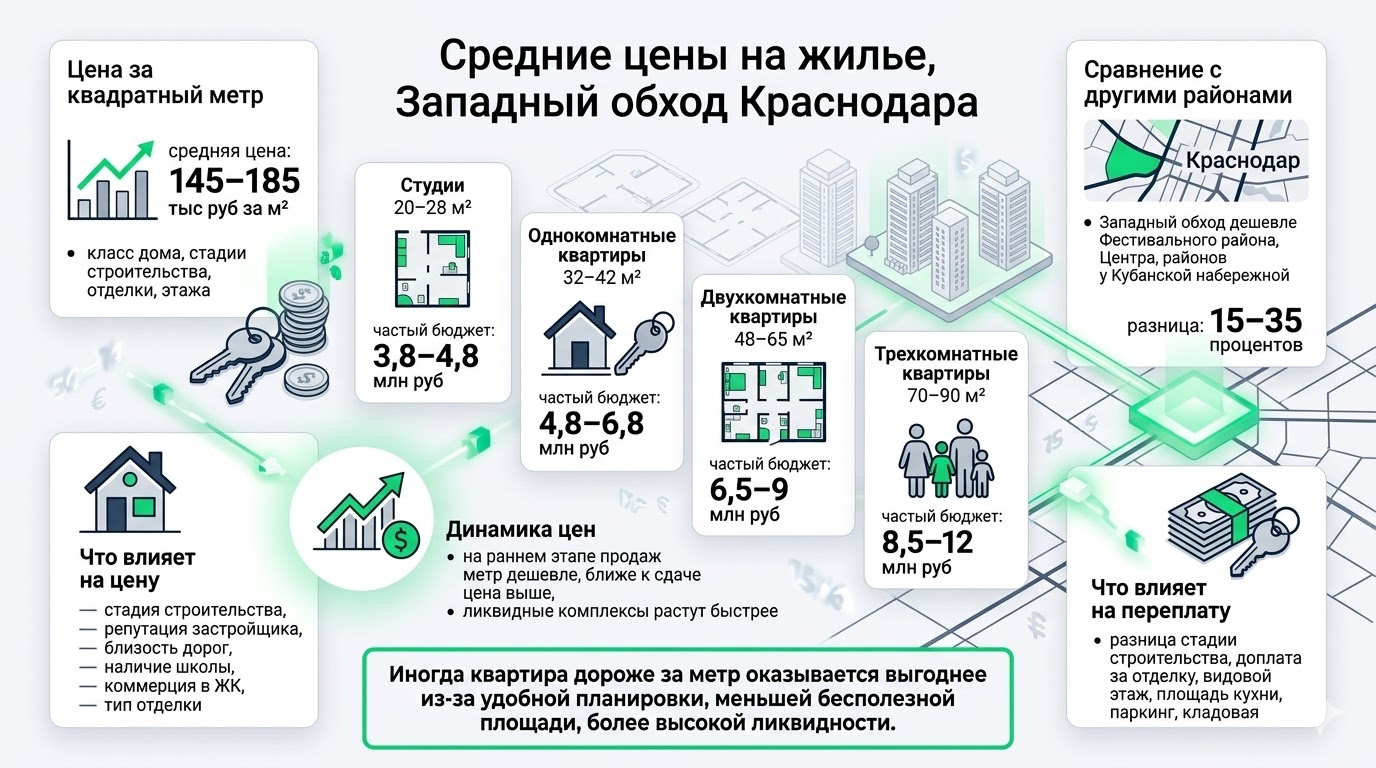 Средние цены на жилье Западный обход краснодара