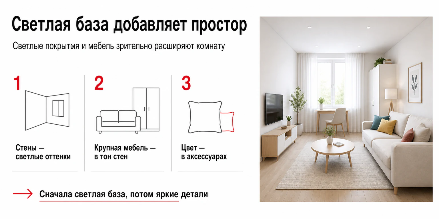 Инфографика: светлая база для маленькой квартиры