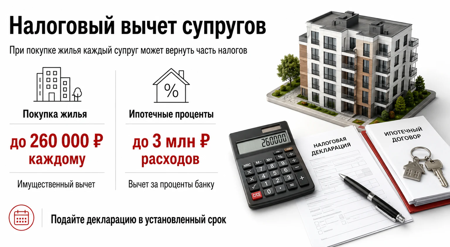 Инфографика: налоговый вычет супругов при покупке недвижимости