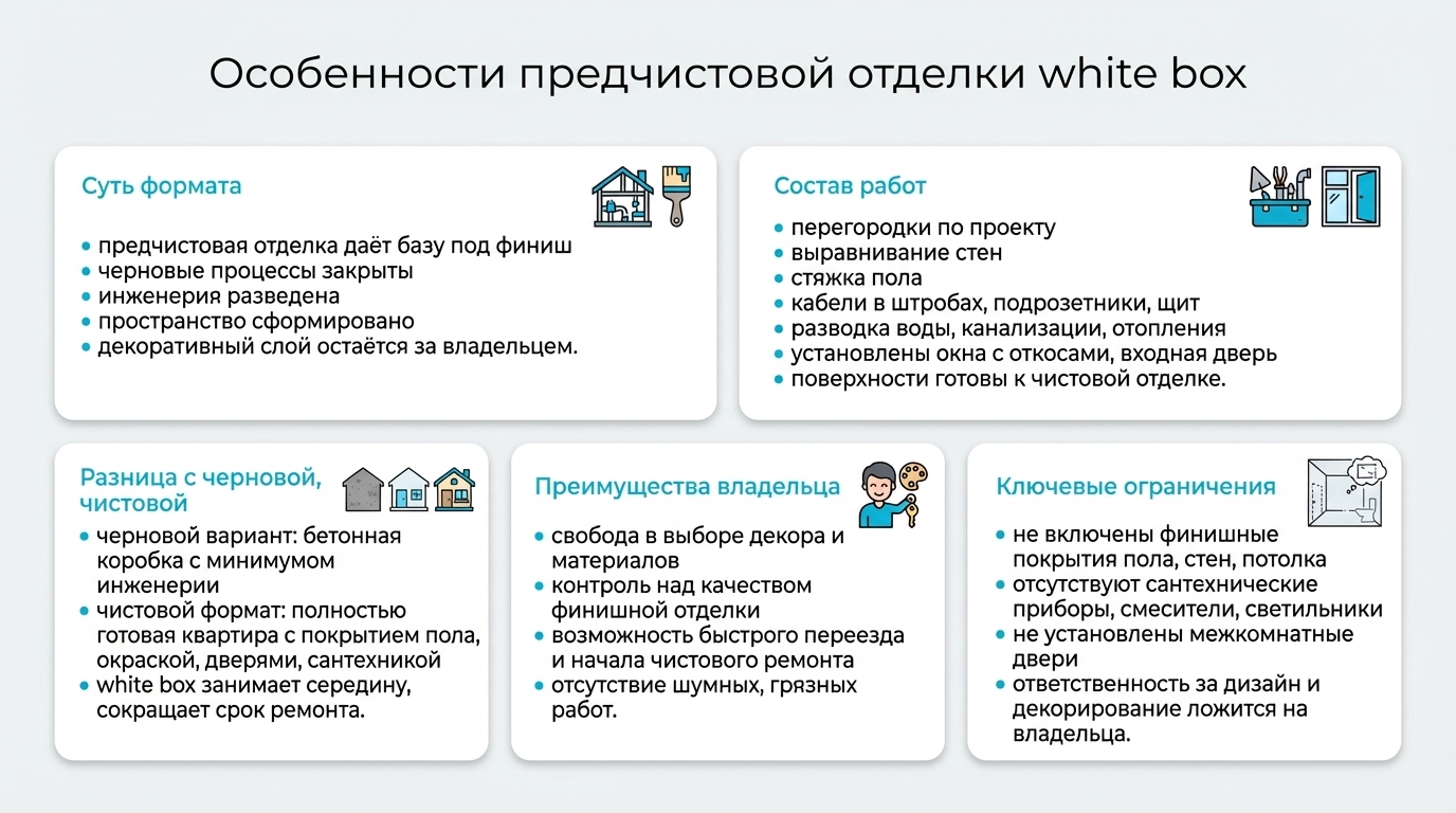 особенности предчистовой отделки white box