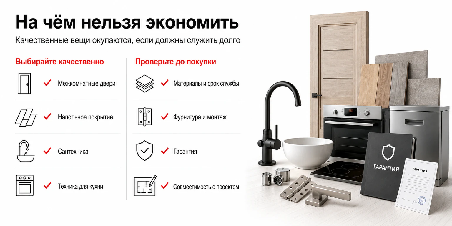 Инфографика: на чём нельзя экономить при ремонте