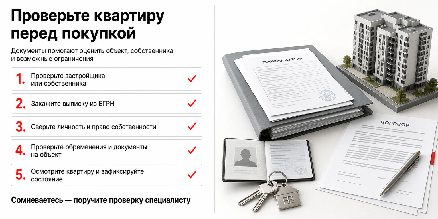 Инфографика: проверка квартиры и документов перед покупкой