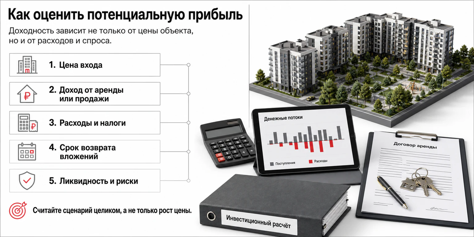 Инфографика: оценка потенциальной прибыли от недвижимости